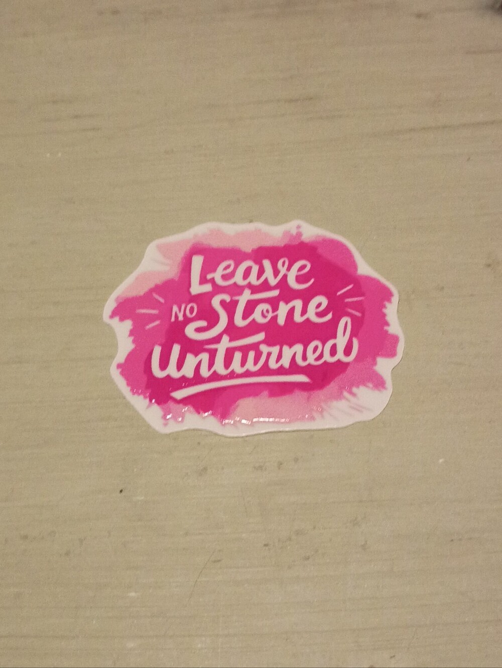 10/$10 Stickers Decals - Leave No Stone Unturned Pink & White - New
